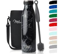 Milu Gourde en acier inoxydable 350 ml 500 ml, 750 ml, 1000 ml, 1,5 l - Bouteille isotherme, bouteille d'eau isolée, double paroi anti-fuite, convient aux acides carboniques (Granit, 500ml)