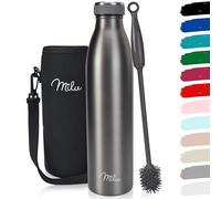 Milu Gourde en acier inoxydable 350 ml 500 ml, 750 ml, 1000 ml, 1,5 l - Bouteille isotherme, bouteille d'eau isolée, double paroi anti-fuite, convient aux acides carboniques (Gris, 1L)