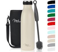 Milu Gourde en acier inoxydable 350 ml 500 ml, 750 ml, 1000 ml, 1,5 l - Bouteille isotherme, bouteille d'eau isolée, double paroi anti-fuite, convient aux acides carboniques (Crème au beurre, 500ml)