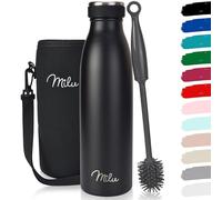 Milu Gourde en acier inoxydable 350 ml 500 ml, 750 ml, 1000 ml, 1,5 l - Bouteille isotherme, bouteille d'eau isolée, double paroi anti-fuite, convient aux acides carboniques (Noir, 500ml)