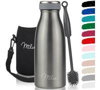 Milu Gourde en acier inoxydable 350 ml 500 ml, 750 ml, 1000 ml, 1,5 l - Bouteille isotherme, bouteille d'eau isolée, double paroi anti-fuite, convient aux acides carboniques (Gris, 350ml)