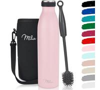 Milu Gourde en acier inoxydable 350 ml 500 ml, 750 ml, 1000 ml, 1,5 l - Bouteille isotherme, bouteille d'eau isolée, double paroi anti-fuite, convient aux acides carboniques (Rose, 500ml)