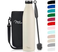 Milu Gourde en acier inoxydable 350 ml 500 ml, 750 ml, 1000 ml, 1,5 l - Bouteille isotherme, bouteille d'eau isolée, double paroi anti-fuite, convient aux acides carboniques (Crème au beurre, 750ml)