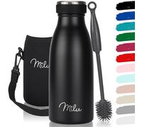 Milu Gourde en acier inoxydable 350 ml 500 ml, 750 ml, 1000 ml, 1,5 l - Bouteille isotherme, bouteille d'eau isolée, double paroi anti-fuite, convient aux acides carboniques (Noir, 350ml)