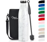Milu Gourde en acier inoxydable 350 ml 500 ml, 750 ml, 1000 ml, 1,5 l - Bouteille isotherme, bouteille d'eau isolée, double paroi anti-fuite, convient aux acides carboniques (Marble, 1L)