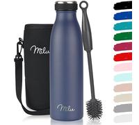 Milu Gourde en acier inoxydable 350 ml 500 ml, 750 ml, 1000 ml, 1,5 l - Bouteille isotherme, bouteille d'eau isolée, double paroi anti-fuite, convient aux acides carboniques (Bleu marine, 500ml)