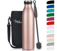 Milu Gourde en acier inoxydable 350 ml 500 ml, 750 ml, 1000 ml, 1,5 l - Bouteille isotherme, bouteille d'eau isolée, double paroi anti-fuite, convient aux acides carboniques (Or rose, 750ml)