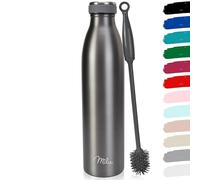 Milu Gourde en acier inoxydable 350 ml 500 ml, 750 ml, 1000 ml, 1,5 l - Bouteille isotherme, bouteille d'eau isolée, double paroi anti-fuite, convient aux acides carboniques (Gris, 1500ml)
