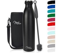 Milu Gourde en acier inoxydable 350 ml 500 ml, 750 ml, 1000 ml, 1,5 l - Bouteille isotherme, bouteille d'eau isolée, double paroi anti-fuite, convient aux acides carboniques (Noir, 750ml)