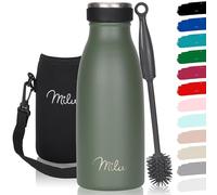 Milu Gourde en acier inoxydable 350 ml 500 ml, 750 ml, 1000 ml, 1,5 l - Bouteille isotherme, bouteille d'eau isolée, double paroi anti-fuite, convient aux acides carboniques (Vert olive, 350ml)