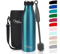 Milu Gourde en acier inoxydable 350 ml 500 ml, 750 ml, 1000 ml, 1,5 l - Bouteille isotherme, bouteille d'eau isolée, double paroi anti-fuite, convient aux acides carboniques (Vert, 500ml)