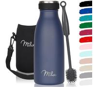 Milu Gourde en acier inoxydable 350 ml 500 ml, 750 ml, 1000 ml, 1,5 l - Bouteille isotherme, bouteille d'eau isolée, double paroi anti-fuite, convient aux acides carboniques (Bleu marine, 350ml)
