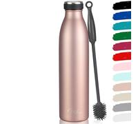 Milu Gourde en acier inoxydable 350 ml 500 ml, 750 ml, 1000 ml, 1,5 l - Bouteille isotherme, bouteille d'eau isolée, double paroi anti-fuite, convient aux acides carboniques (Or rose, 1500ml)
