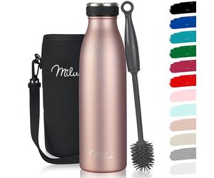 Milu Gourde en acier inoxydable 350 ml 500 ml, 750 ml, 1000 ml, 1,5 l - Bouteille isotherme, bouteille d'eau isolée, double paroi anti-fuite, convient aux acides carboniques (Or rose, 500ml)