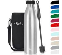 Milu Gourde en acier inoxydable 350ml 500ml, 750ml, 1000ml, 1,5l Bouteille isotherme, bouteille d'eau isolée, double paroi anti-fuite, convient pour les acides carboniques (Acier inoxydable, 1L)