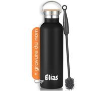 Milu Gourde en acier inoxydable avec gravure 350ml 500ml 750ml 1000ml (+3 couvercles) - Idée cadeau cadeau personnalisé avec prénoms Noël pour hommes femmes maman papa amis | (500ml + gravure)