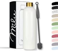 Milu Gourde Isotherme - Bouteille Isotherme - 1L - Gourde INOX Bouche Standard - Gourde Sport Étanche - Gourde Enfant sans BPA - Brosse de nettoyage incluse (Blanc, 1000ml)