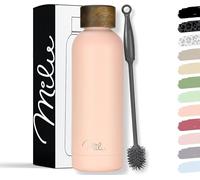 Milu Gourde Isotherme - Bouteille Isotherme - 500ml - Gourde INOX Bouche Standard - Gourde Sport Étanche - Gourde Enfant sans BPA - Brosse de nettoyage incluse (Pink, 500ml)