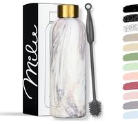 Milu Gourde Isotherme - Bouteille Isotherme - 750ml - Gourde INOX Bouche Standard - Gourde Sport Étanche - Gourde Enfant sans BPA - Brosse de nettoyage incluse (Pink Marble, 750ml)