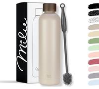 Milu Gourde Isotherme INOX 1L - Bouteille Étanche sans BPA - Sport Bouche Standard Inclus Brosse Nettoyage (Beige, 1000ml)
