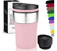 Milu Mug Isotherme Etanche 210mL I Thermo Café-Thé I Tasse isolée pour café et thé à emporter, Double Paroi Isolée sous Vide, Acier Inoxydable I Tasse de Voyage Chaud & Froid - Rose