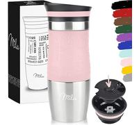 Milu Mug Isotherme Etanche 370ml, 450ml I Thermos Café-Thé I Tasse isolée pour café et thé à emporter, Double Paroi Isolée sous Vide, Acier Inoxydable I Tasse de voyage Chaud & froid (370ml, Rose)