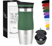 Milu Mug Isotherme Etanche 370ml 450ml Thermo Café-Thé I Tasse isolée pour café et thé à emporter, Double Paroi Isolée sous Vide, Acier Inoxydable I Tasse de voyage Chaud & froid (Olive, 370ml)