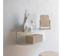 MILUKA Coiffeuse Murale Métallique Blanche 60 cm | Table de Maquillage Suspendue avec 2 Étagères | Table de Chevet ou Console d’Entrée - Modèle Ovva