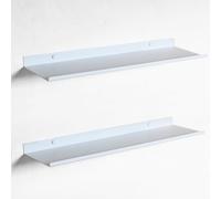 MILUKA Etagere Murale Blanche Flottante - Set 2 Tablette Murale 50 cm | Étagère Métallique Suspendue pour Salon, Chambre, Bureau, Salle de Bain ou Cuisine, Deco Murale | Etagere invisible Blanche 2 ud