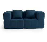 MILYSOFA SOFABULOUS Canapé modulaire droit, 2 places, tissu bouclé raffiné, bleu foncé
