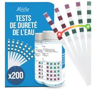 MILYTEC 200 Bandelettes Tests TH Eau Potable - Kit Analyse Dureté de l’Eau Calcaire - Testeur TH Adoucisseur, Aquarium, Piscine - Mesure Facile avec Languettes Précises - °f (FR), °dH (DE), ppm