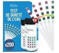 MILYTEC 200 Bandelettes Tests TH Eau Potable - Kit Analyse Dureté de l’Eau Calcaire - Testeur TH Adoucisseur, Aquarium, Piscine