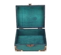 Mimdixy Boîte au trésor en bois, étui de rangement de bijoux aux coins renforcés fabriqués à la main avec serrure à combinaison, boîte de rangement en bois pour le maquillage,