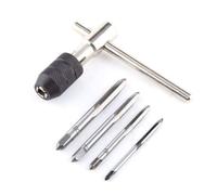 Mimdixy Clé à Taraud à Poignée en T, Poignée pour Taraud avec 4 Tarauds à Cannelures Droites e Support de Filetage, Kit d'outils de Taraudage Manuel Réglable M3/M4/M5/M6