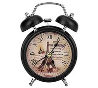 Mimdixy Réveils analogiques, 4,6 x 3,2 x 2,1 Pouces, Rond, Silencieux, en métal, avec veilleuse, Mini Horloge de Table numérique à Piles pour Chambre à Coucher, Chevet, Bureau (Noire)