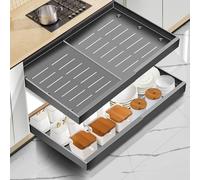 Mimoke Organisateur de Placard Extensible et Amovible, Tiroir Télescopique pour Cuisine avec Adhésif, Organisateur de Tiroirs pour Cuisine/Salle de Bain (Gris Titane, (2 Pièces) Largeur 40-68 cm)