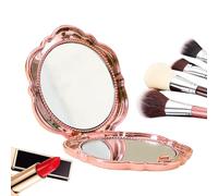 Mimoqk Flower Shape Compact Mirror, Double Sided Makeup Mirror, Magnification Mirrors with Folding Design, Vanity Mirrors for Women Girls, Beauty Accessories, Portable Pocket for Purse