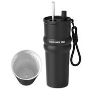 Mimoqk Gobelet Isotherme Pour Café - Mug Café Isolé 71 vec Bec Verseur et Paille,Bouteille Boisson Grand Volume Chaude Froide pour Randonnée Sport Pique-nique Déplacements