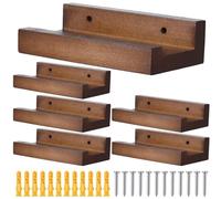 Mimoqk Wood Record Rack, Vinyl Storage Holder, Album Display Rack, Holder Wall, File Storage Solution, 6 pièces Wooden Record Rack Set Stylish Storage Solution for Vinyl Lovers