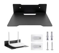 mimzemamz Rangement Box Internet,Cache Box Internet sans Perçage,Etagere pour Decodeur en Métal,Boite Cache Cable Multifonctionnel Mural pour Routeurs,Boîtier TV,Salon,Bureau,Chambre (Noir)