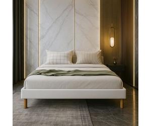 mina - Solide et Confortable Sommier Tapissier Blanc Pieds en 20 cm pour matelas en 140x190 - 2 x 13 Lattes - Mo