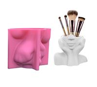 Minan Moule en Silicone pour Fleur Visage Fille, Plant ES Succulentes Vase Support Joue Visages Moule en Béton Gypse Moule Porte-Pinceau Moule en Résine Époxy Moule en Argile Ciment