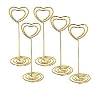 MINAOLULUS Clips de Cœur en Métal Porte-numéros et Porte-photos Robustes Lot de 12 Base en Spirale pour Cartes de Table Mariage pour Usage Bureau ou Événements