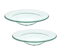 MINAOLULUS Coupelle Bougie en Verre Ronde 2pcs pour Chauffe-Bougie et Aromathérapie, Plateau Chauffe-Bougie Réutilisable Design Simple et Généreux pour Maison