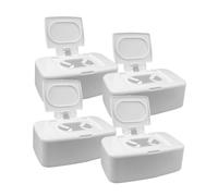 MINAOLULUS Distributeur De Lingettes Portable 4 Pièces Blanc En Plastique Simple Étui à Lingettes De Voyage Rechargeable Pour Chambre Salon Bureau Usage Quotidien