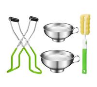 MINAOLULUS Kit de mise en conserve 4 pièces avec pince à bocaux et entonnoir en acier inoxydable antidérapant pour usage domestique Plusieurs styles