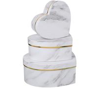 MINAOLULUS Lot de 3 Boîtes Présents en Carton Forme de Cœur Marbré Boîtes Décoratives pour Bonbons Bijoux et Cosmétiques Coffret Présent Élégant pour Anniversaire et Mariage à Fleurs