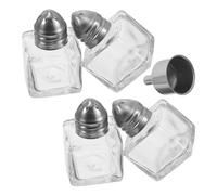 MINAOLULUS Lot de 4 Set de Set de Mini Bouteilles à Épices 15ml en Verre et Acier Inoxydable, Salières et Poivrières Compactes avec Entonnoir, pour Voyage et Camping