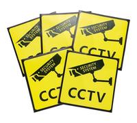 MINAOLULUS Lot de 5 Autocollants Vidéosurveillance Jaunes Forte Adhérence, Faciles à Appliquer sur Porte ou Vitre pour Sécurité Propriété Privée