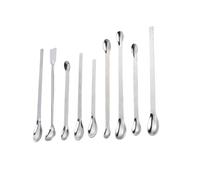 MINAOLULUS Lot de 9 Cuillères à Mélanger en Acier Inoxydable Argenté, Cuillères Doseuses Épaisses pour Laboratoire et Usage Domestique, Adaptées pour Poudre et Granulés